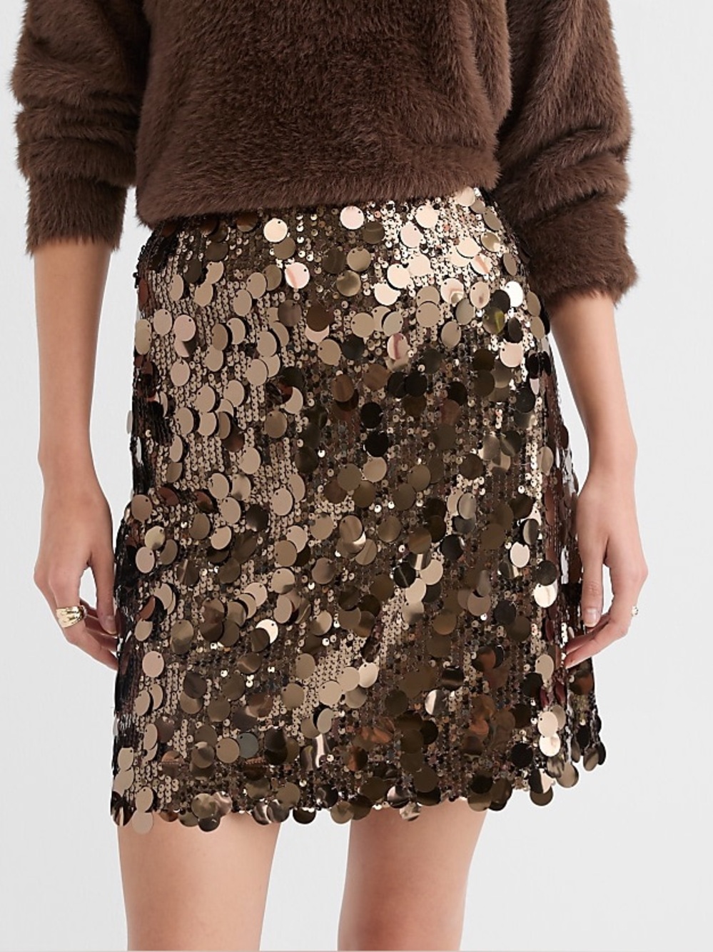 LOFT Brown Sequin Skirt NWT